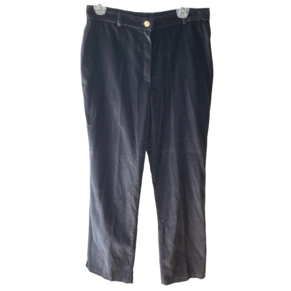 St. John Couture Dress Pants 10 Velvet Black Bootcut Velour High Rise Slit